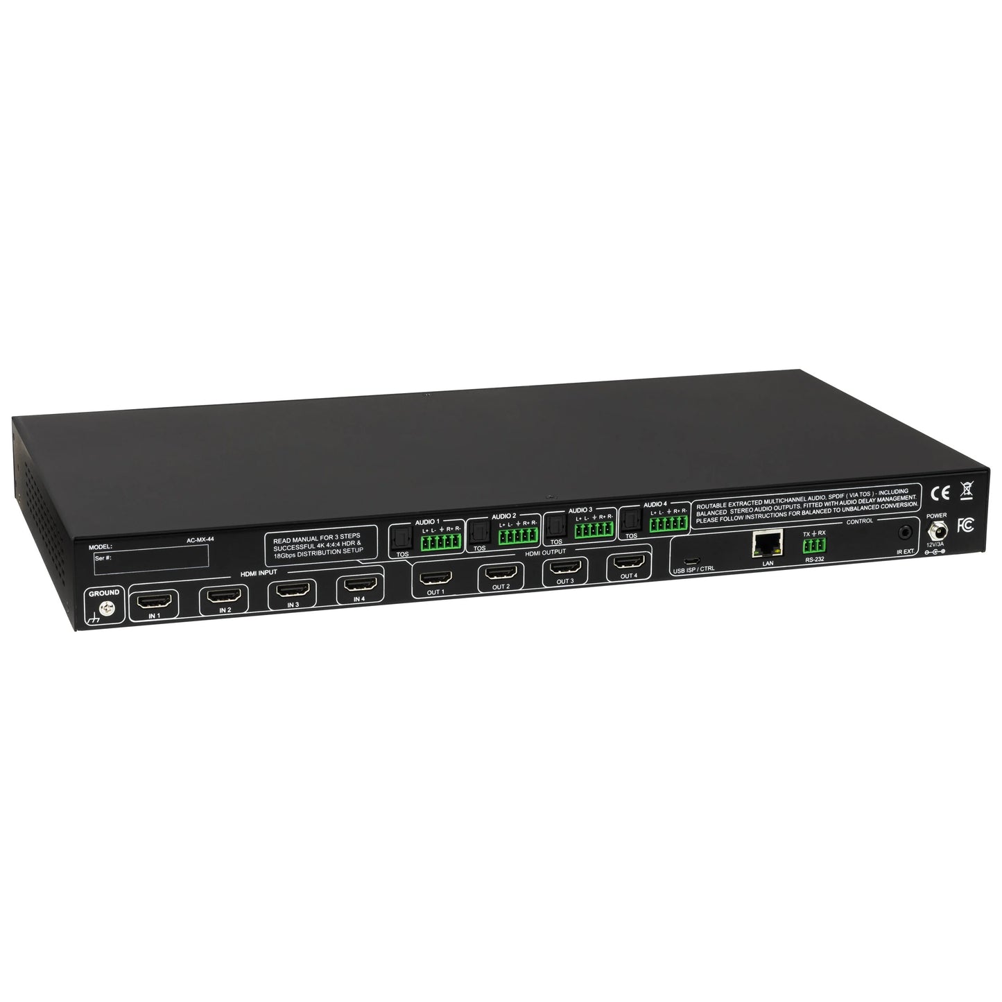 AVPro Edge AC-MX-44 18Gbps 4x4 HDMI Matrix With Audio Delay