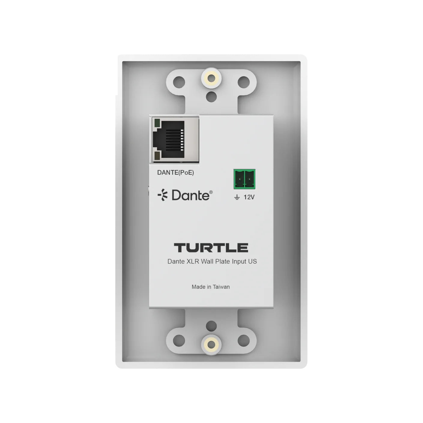 Turtle AV Dante XLR Input Wall Plate US 1-Gang Decora | White
