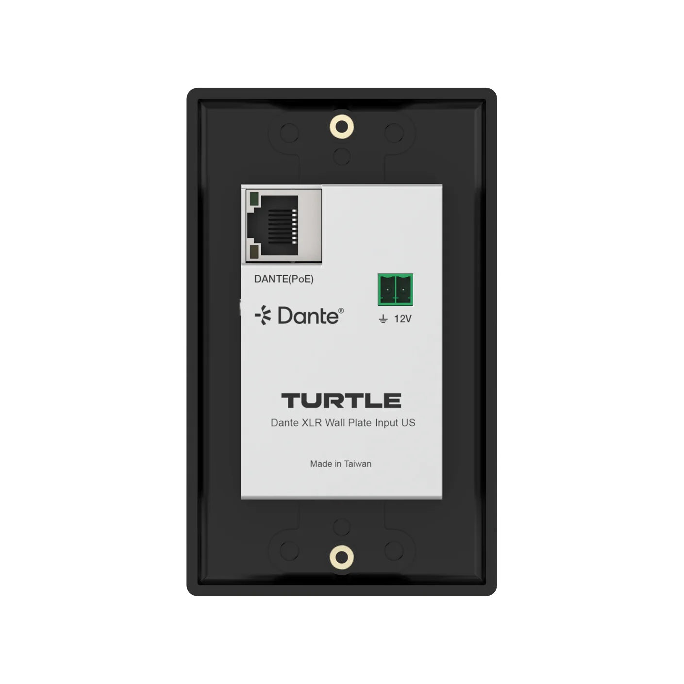 Turtle AV Dante XLR Input Wall Plate US 1-Gang Decora | Black
