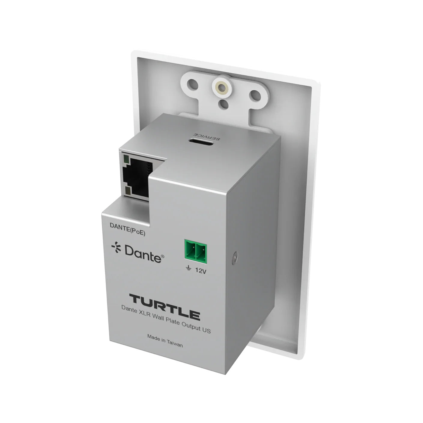 Turtle AV Dante XLR Output Wall Plate US 1-Gang Decora | White