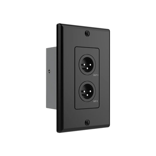 Turtle AV Dante XLR Output Wall Plate US 1-Gang Decora | Black