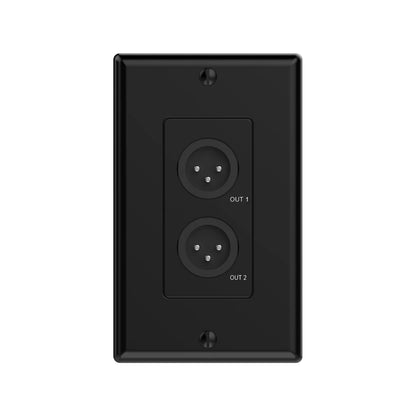 Turtle AV Dante XLR Output Wall Plate US 1-Gang Decora | Black