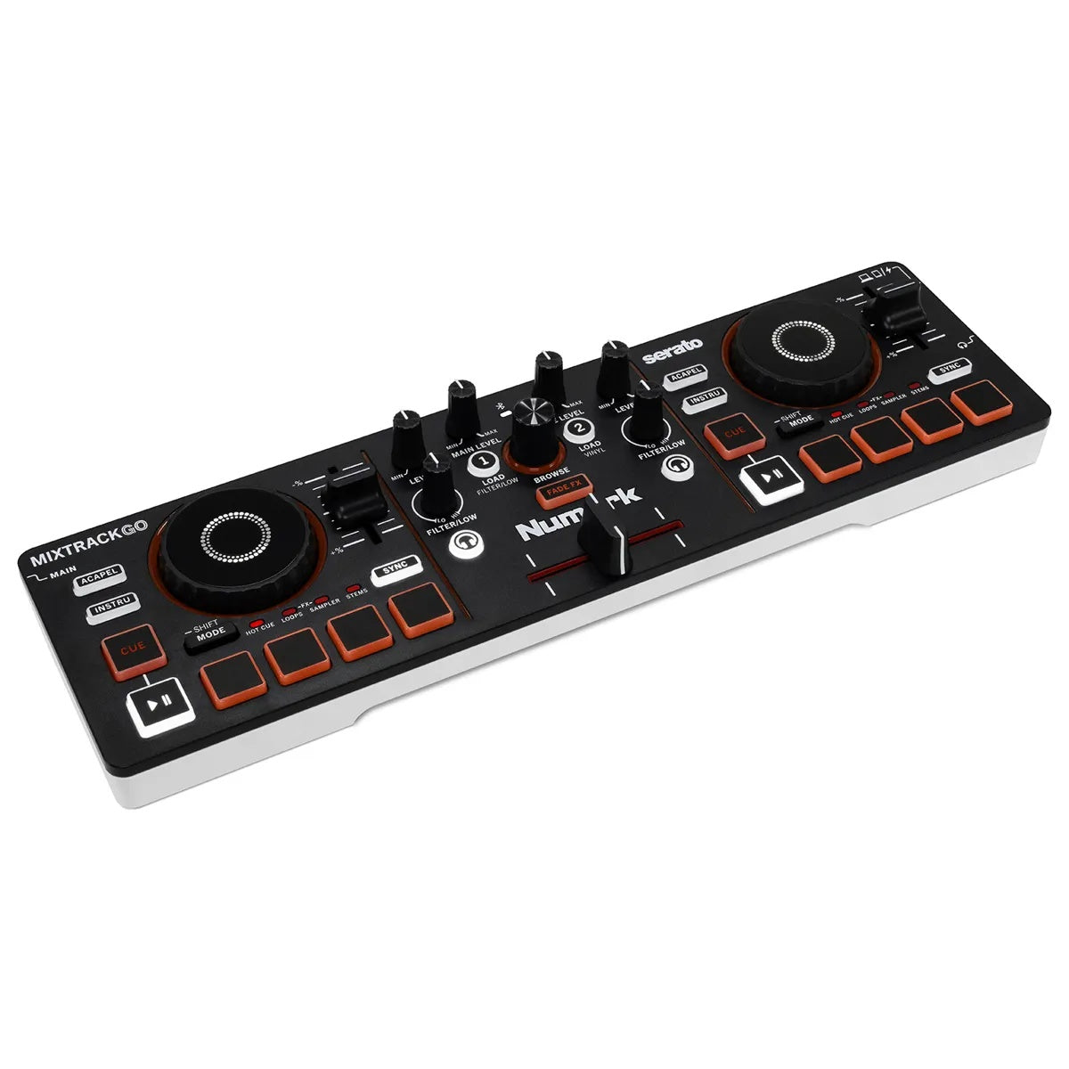 Numark MIXTRACKGO Ultra-Portable 2-Deck DJ Controller With Stems