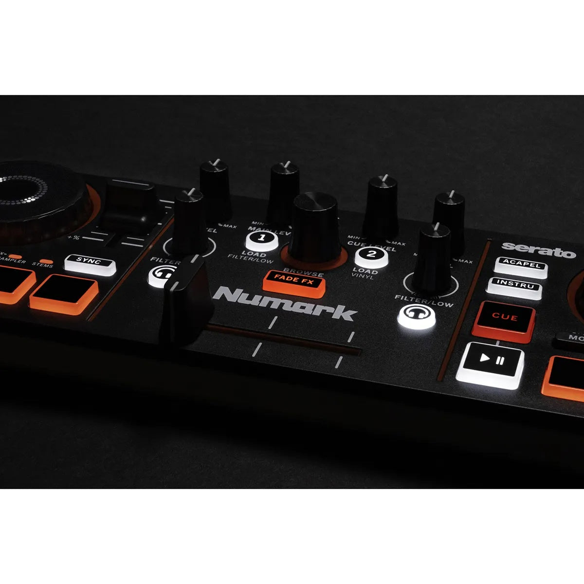Numark MIXTRACKGO Ultra-Portable 2-Deck DJ Controller With Stems