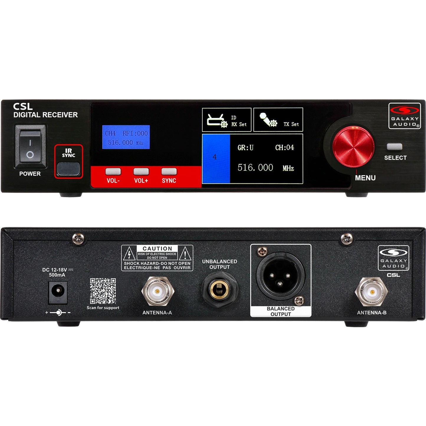 Galaxy Audio CSL Digital UHF Wireless System Single Channel True-Diversity | (1) Handheld Dynamic Vocal Mic Tranmitter and (1) Bodypack Transmitter and Headset Microphone