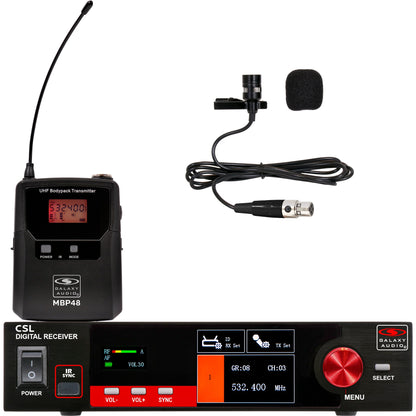 Galaxy Audio CSL Digital UHF Wireless System Single Channel True-Diversity | (1) Bodypack Transmitter and Lavalier Microphone