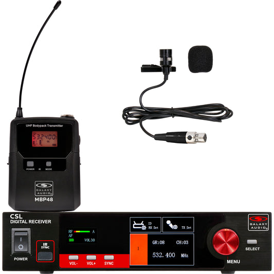 Galaxy Audio CSL Digital UHF Wireless System Single Channel True-Diversity | (1) Bodypack Transmitter and Lavalier Microphone
