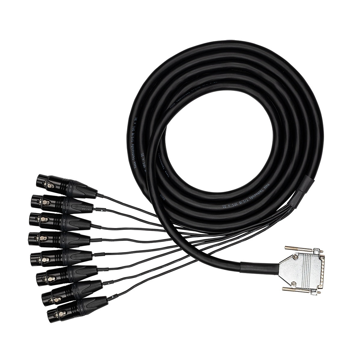 Hosa Edge Balanced Snake, XLR3F to DB25 8-Channel Tascam Wired Studio Snake | 2 m