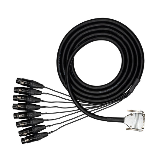 Hosa Edge Balanced Snake, XLR3F to DB25 8-Channel Tascam Wired Studio Snake | 4 m
