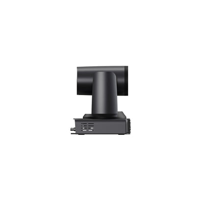 HL-ASTRA P1 PTZ camera right side profile showing tilt arm and ventilation slots on the base, Hollyland
