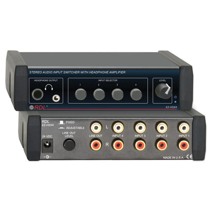 208875_RDL-EZ-HSX4-4x1-Stereo-Audio-Source-Selector-With-Headphone-Amp_ALT01sqr