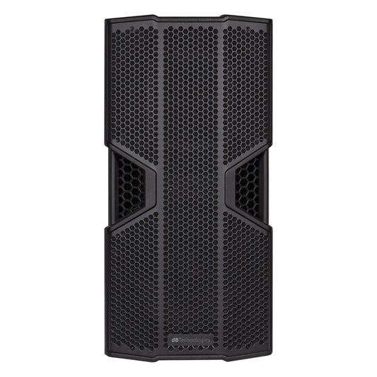 OPERA NONA210 active PA speaker front view with full-face perforated steel grille and dual 10-inch coaxial layout, dBTechnologies
