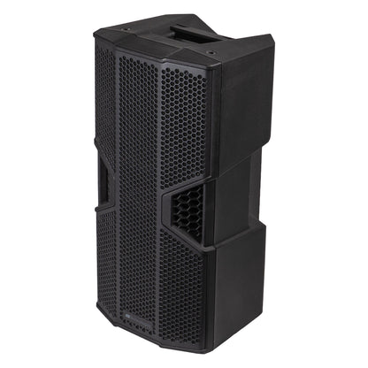 OPERA NONA210 elevated three-quarter left view showing molded top carry handle and cabinet edges, dBTechnologies