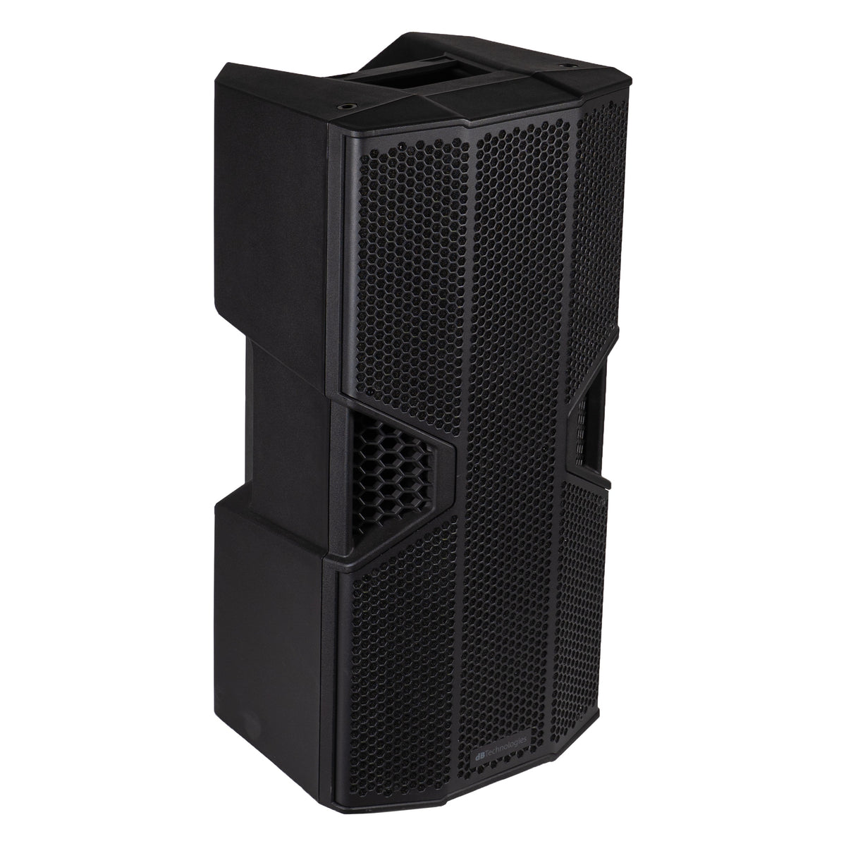 OPERA NONA212 three-quarter right top view showing molded top handle and angled cabinet edges, dBTechnologies