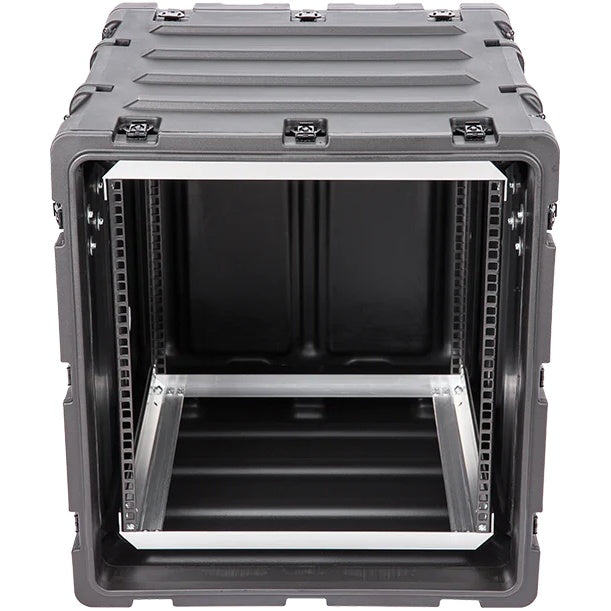 3RS-11U20-22B 11U rack case front elevation with lid off revealing 20-inch deep interior rack cavity, SKB