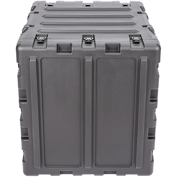 3RS-11U20-22B 11U rack case closed front view with three butterfly latches across the lid, SKB