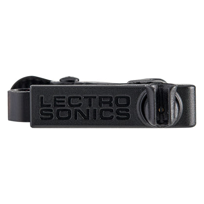 L1 Sonaura lavalier mic clip side profile with embossed logo bar, Lectrosonics