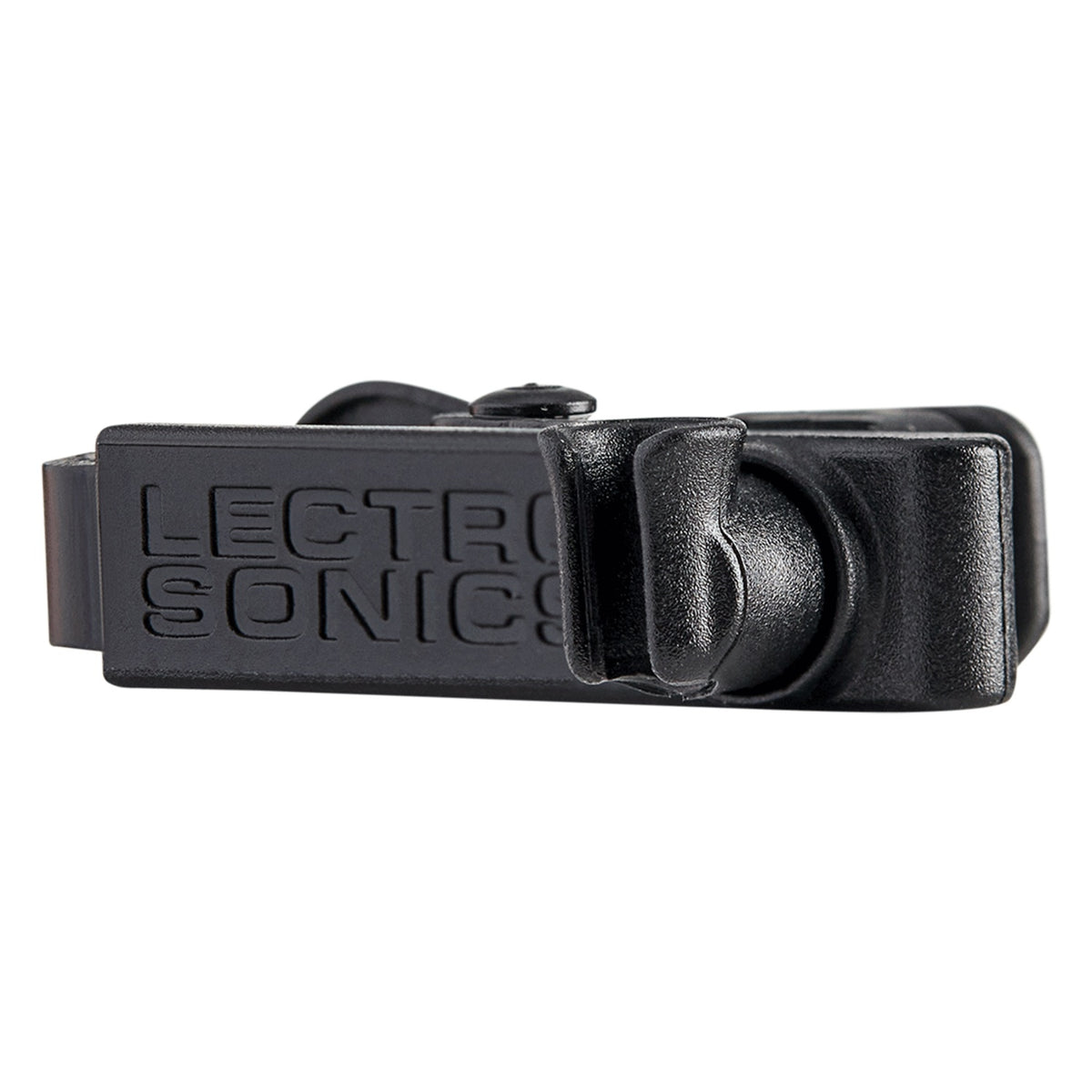 L1 Sonaura lavalier clip end-on view of rotating capsule mount, Lectrosonics