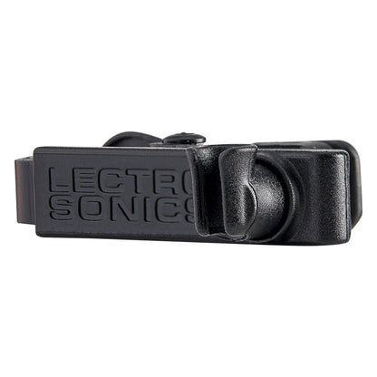 L1 Sonaura lavalier clip end-on view of rotating capsule mount, Lectrosonics