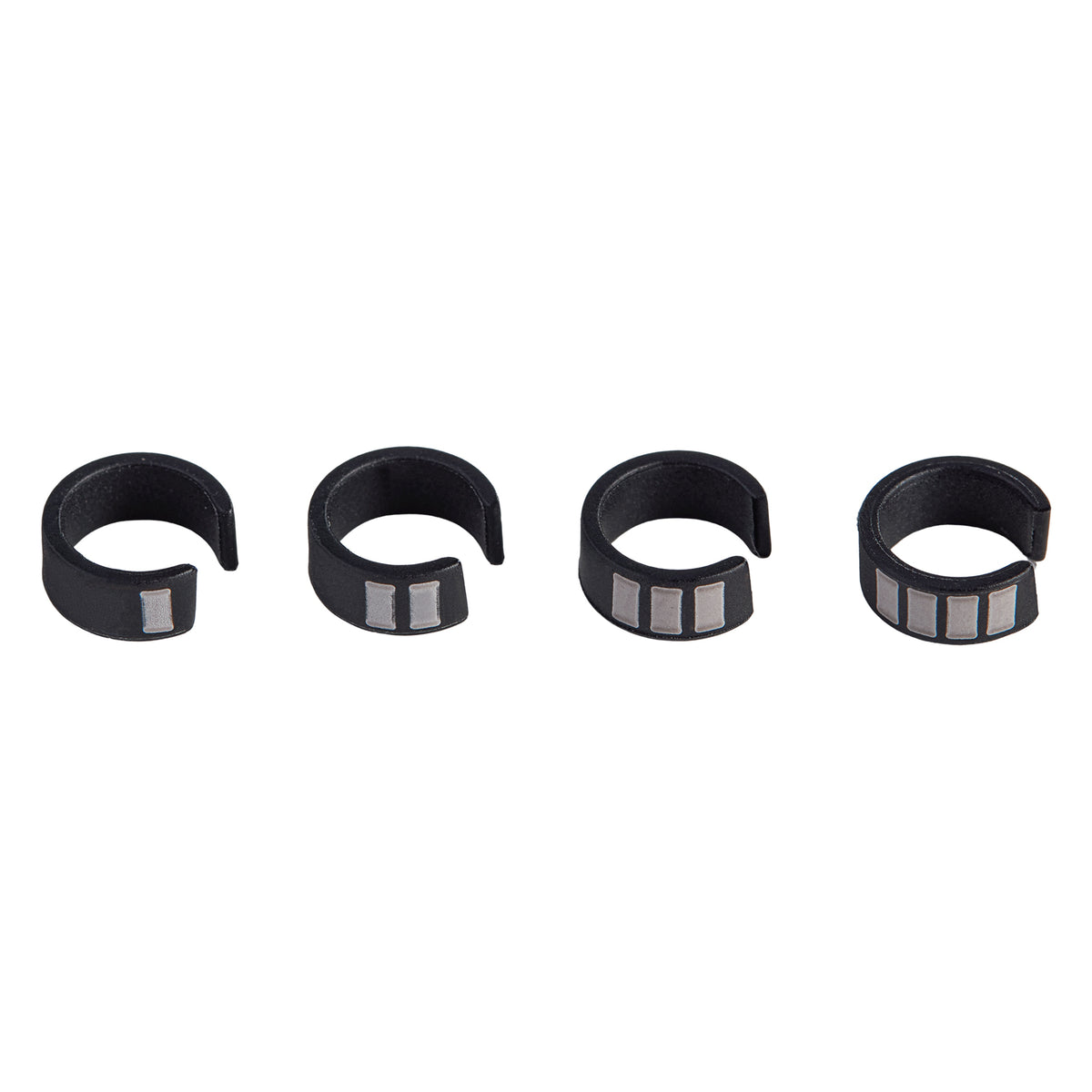 L1 Sonaura black stripe ID rings top view with one to four white marker bands, Lectrosonics