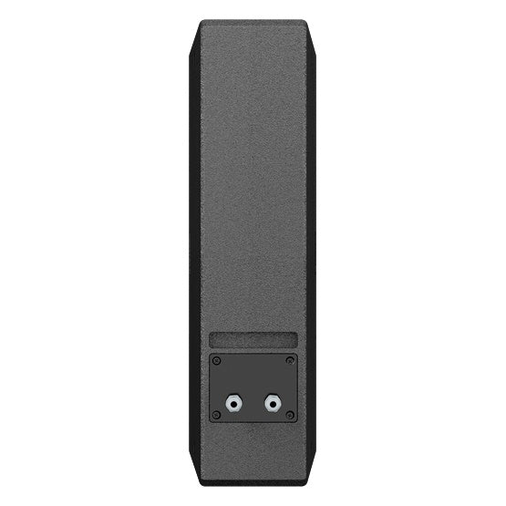 IS25T-WP rear panel view with recessed input plate and dual screw terminals for passive install wiring, dBTechnologies