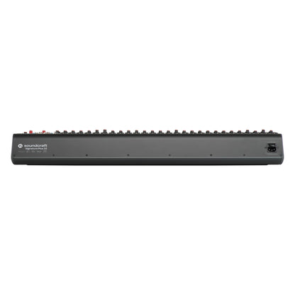 Signature Plus 32 rear panel showing IEC power inlet with power switch and Soundcraft logo and model badge, Soundcraft