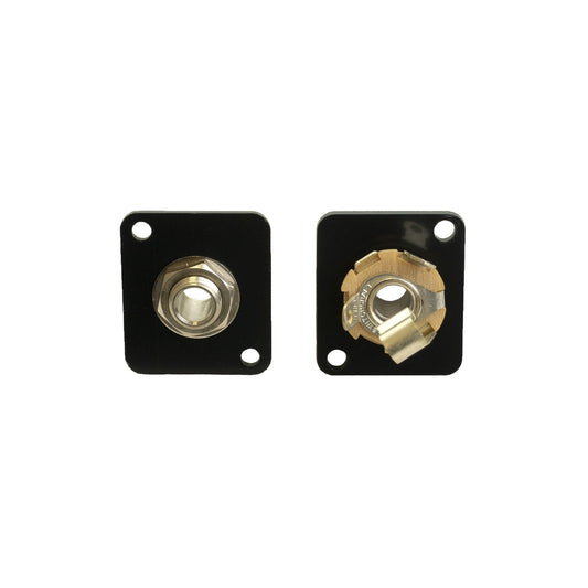Ace Backstage C-25127 mono quarter-inch panel jack connector shown from front and solder-terminal rear