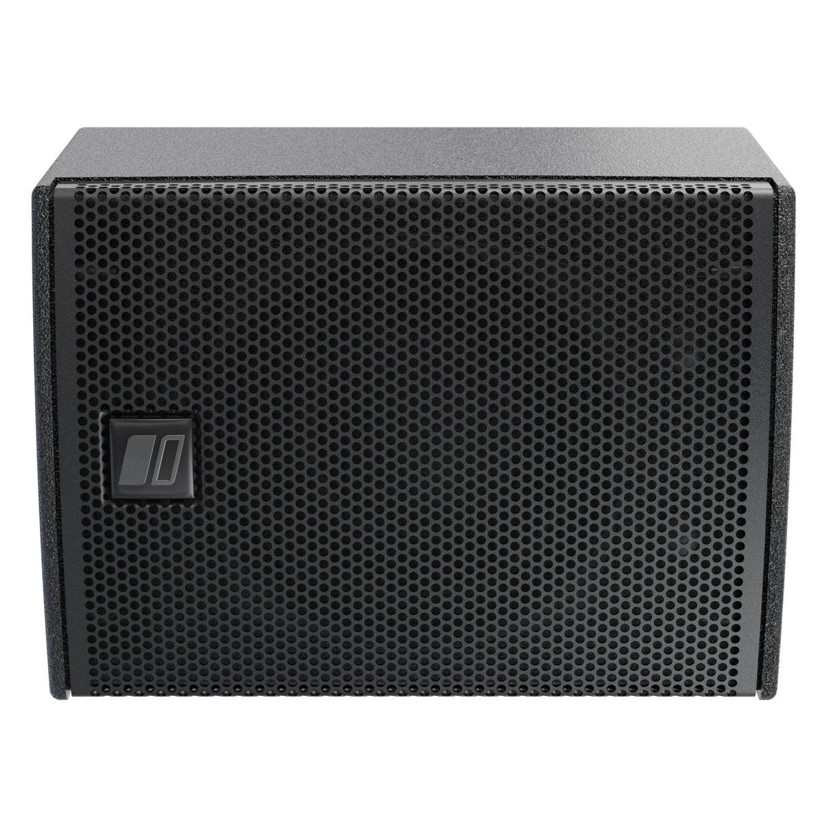 Mia-X5 mounted horizontally showing perforated grille with DAS logo badge at left edge of the black cabinet, DAS Audio