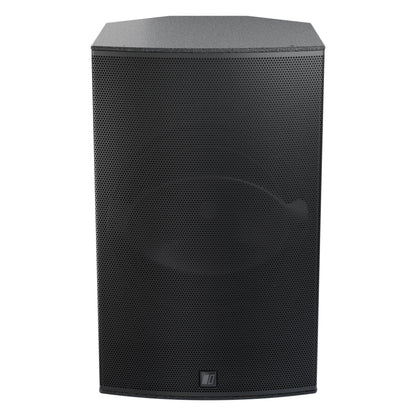 Mia-X 12 passive coaxial speaker front view with full perforated metal grille and DAS logo badge at lower center, DAS Audio