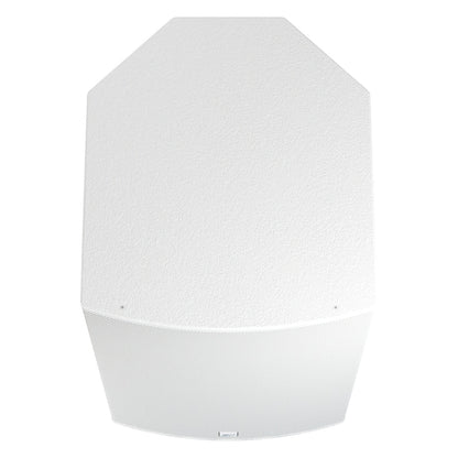 Mia-X 12 top-down view showing chamfered textured white cabinet top and curved front grille edge, DAS Audio