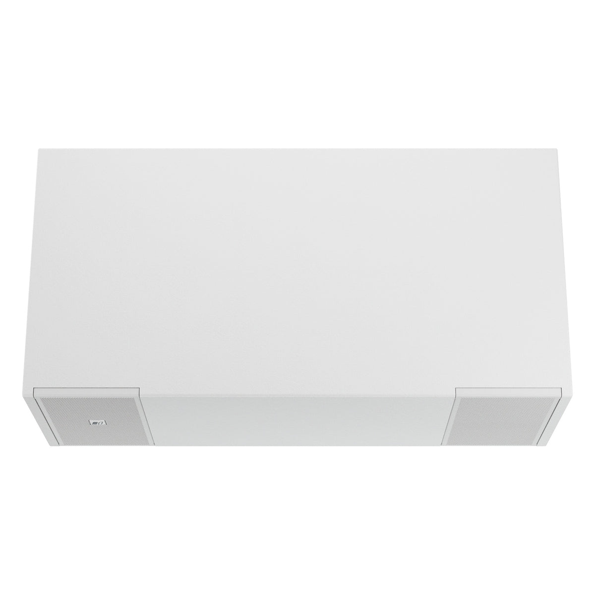 Mia-S115 white band-pass subwoofer top-down view showing the flat cabinet top and the two end grilles at the front edge, DAS Audio