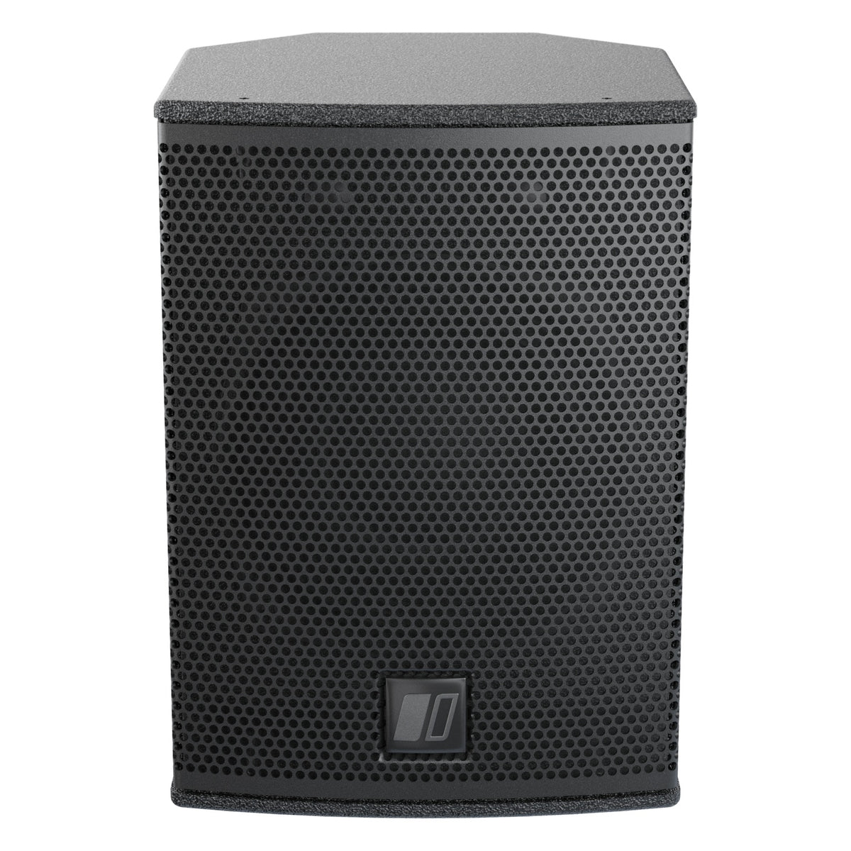 MIA-X5 5-inch passive coaxial speaker, straight-on front view showing full perforated grille and DAS logo badge at bottom center, DAS Audio