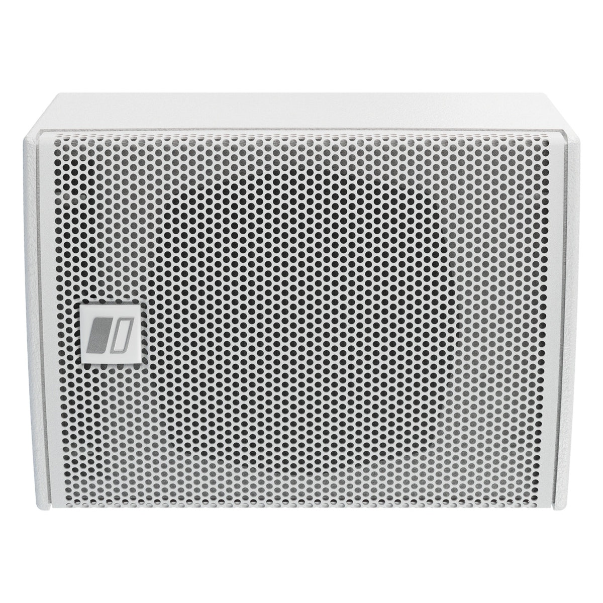 MIA-X5 white 5-inch passive coaxial speaker, horizontal orientation front view with logo badge on the left of the grille, DAS Audio