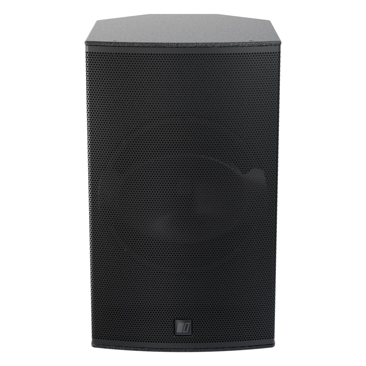MIA-X10 10-inch coaxial install speaker front view with full black perforated grille and logo badge at bottom center, DAS Audio