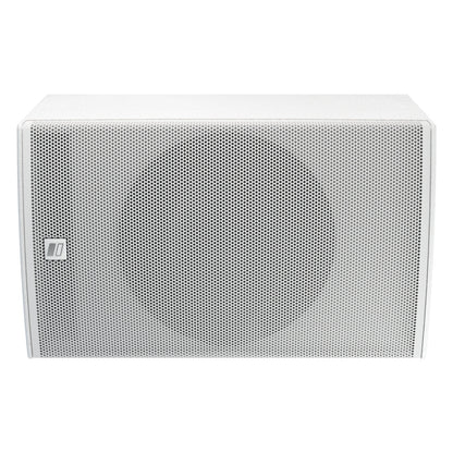 MIA-X10 10-inch install speaker in horizontal orientation with perforated white grille and logo badge on the left side, DAS Audio