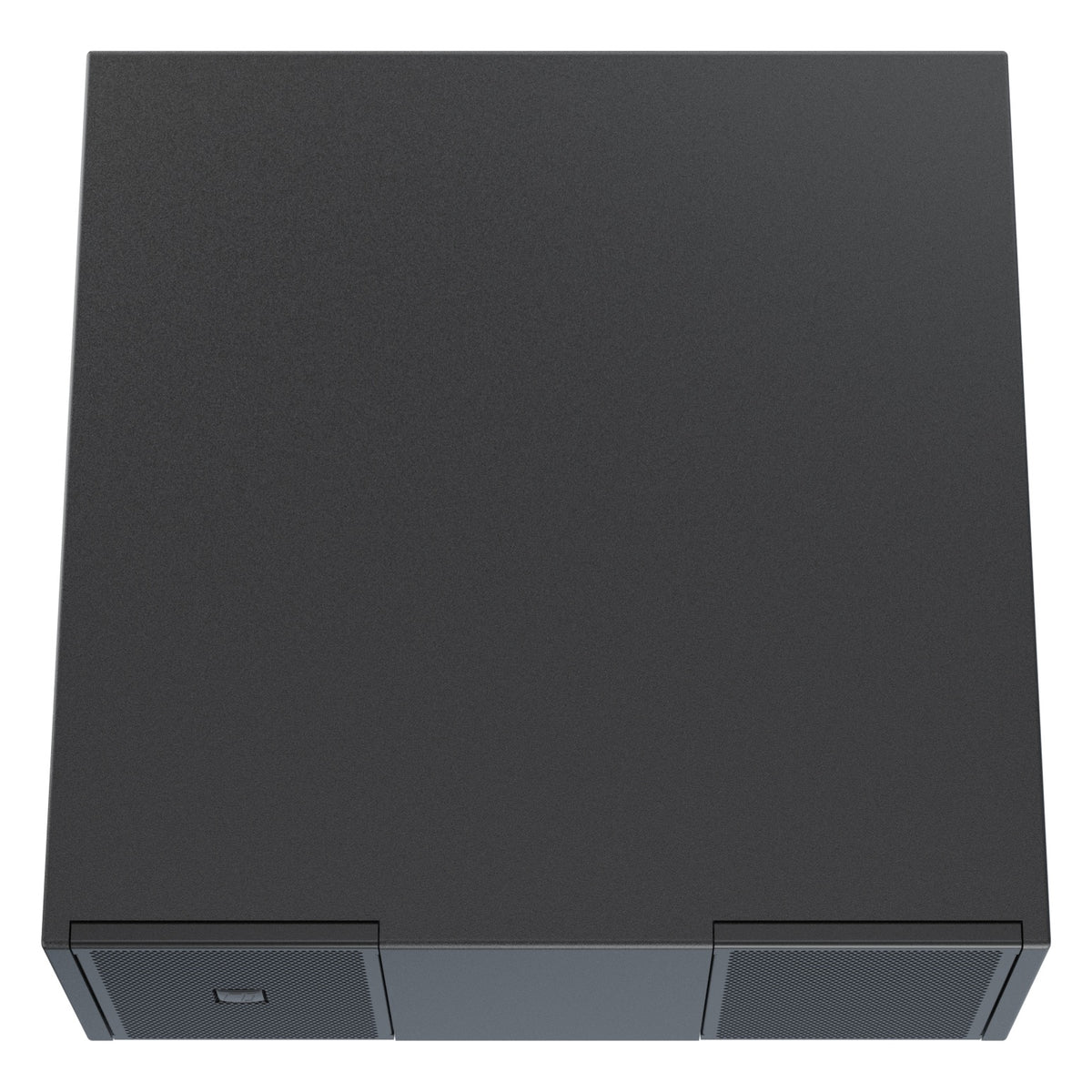 Axw-Mia-S110 passive band-pass subwoofer top-down view of the flat black enclosure with front grilles visible along the bottom edge, DAS Audio