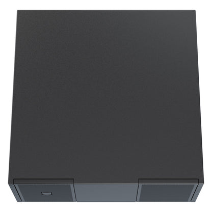 Axw-Mia-S110 passive band-pass subwoofer top-down view of the flat black enclosure with front grilles visible along the bottom edge, DAS Audio