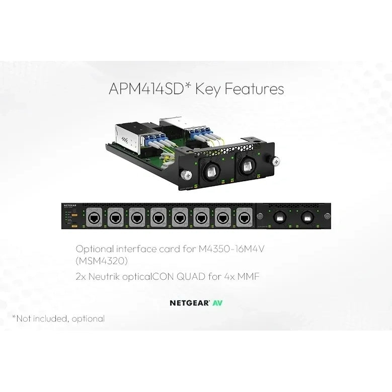 APM414SD optional interface card for M4350 MSM4320 with two Neutrik opticalCON QUAD connectors for multimode fiber, NETGEAR