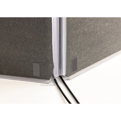 A2478 shield base detail with cables routed through the gap under the hinge joint, ClearSonic