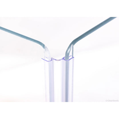 A2478 panel hinge detail showing interlocking tooth-in-groove extrusion joining two acrylic panels, ClearSonic