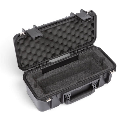 3i-17066ATM waterproof case open at an angle showing empty custom-cut foam interior and convoluted lid foam, SKB