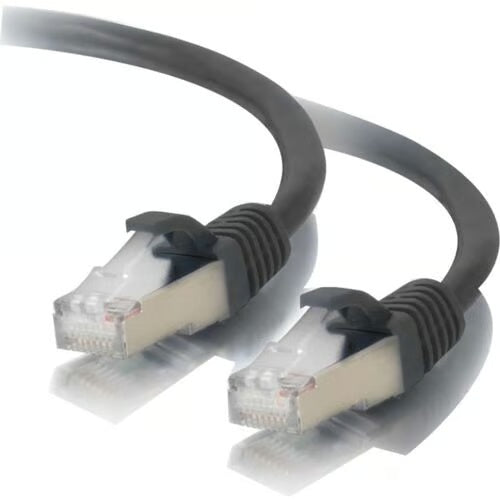 Cat6 shielded patch cable paired RJ-45 plugs facing forward showing shielded housings and strain-relief boots, Cables To Go