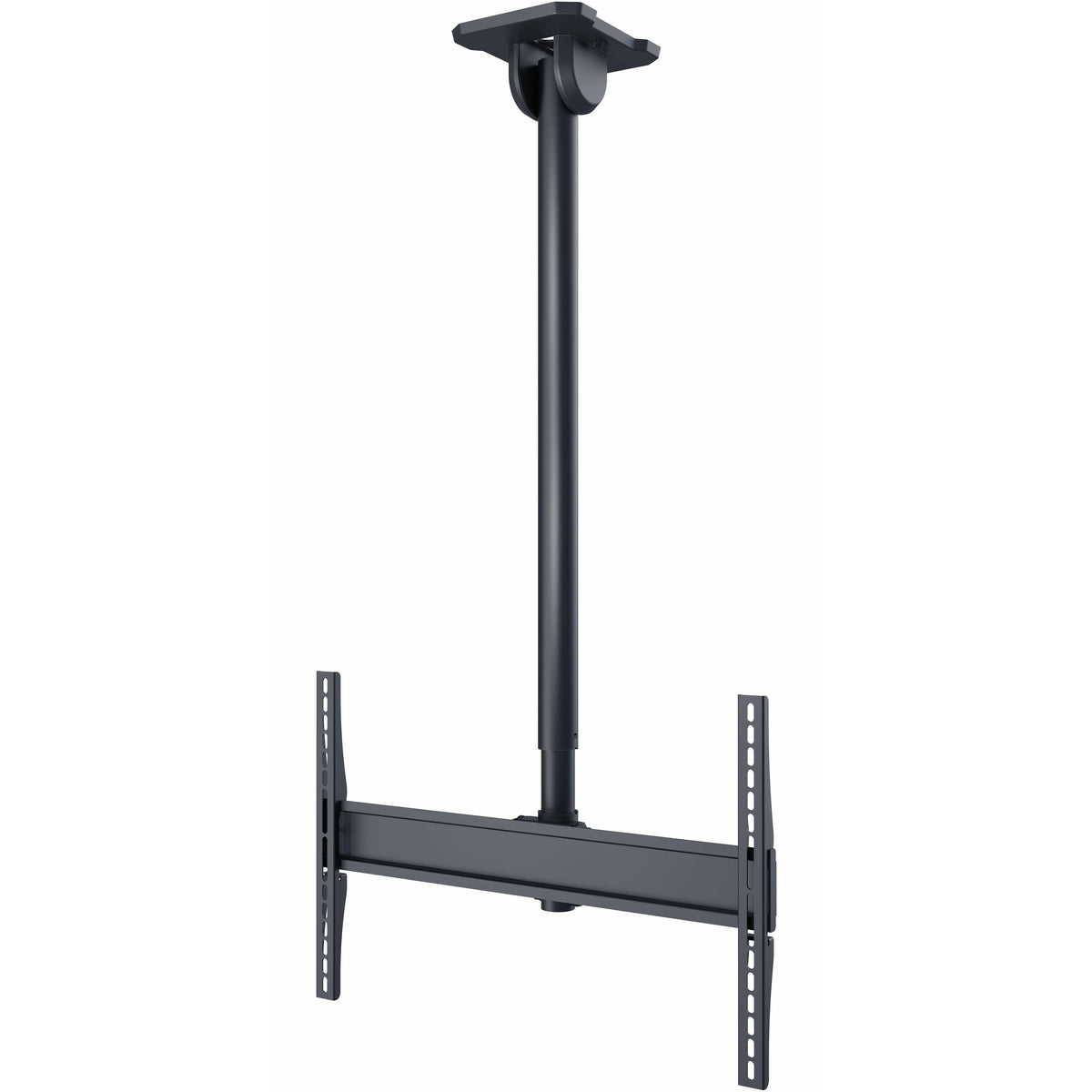 PCM150 Paramount universal flat panel ceiling mount front view with extension pole, ceiling plate and slotted display brackets, Peerless-AV
