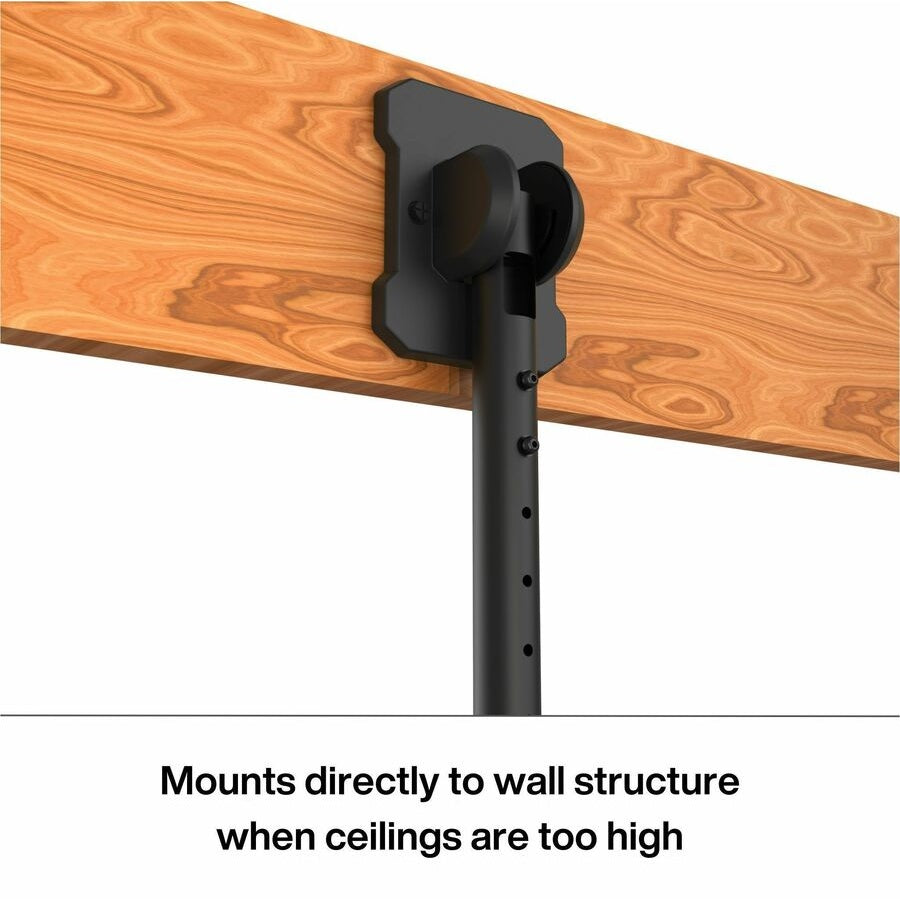 PCM150 ceiling mount installed to a wood wall structure for high-ceiling applications, Peerless-AV