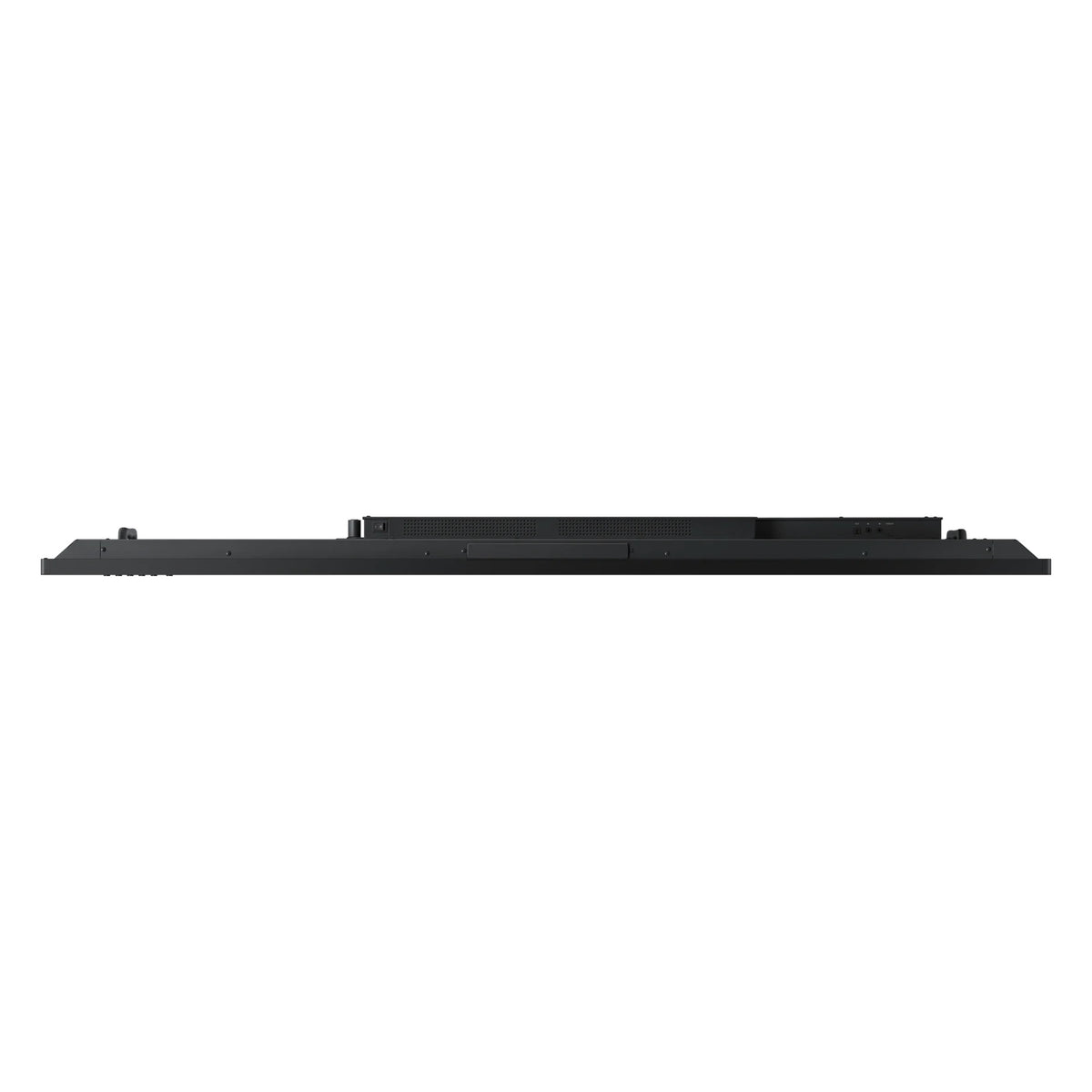 WA75F 75" interactive display bottom view showing downward-firing speaker grille and control keys, Samsung