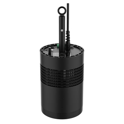 Ovation Rêve H1 RGBCAM houselight rear view with safety eyebolt and strain-relieved power cable above the louvered housing, Chauvet Pro