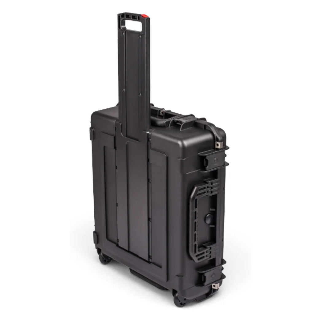 3I-2421-7BE iSeries case standing upright with telescoping pull handle extended and in-line wheels, SKB