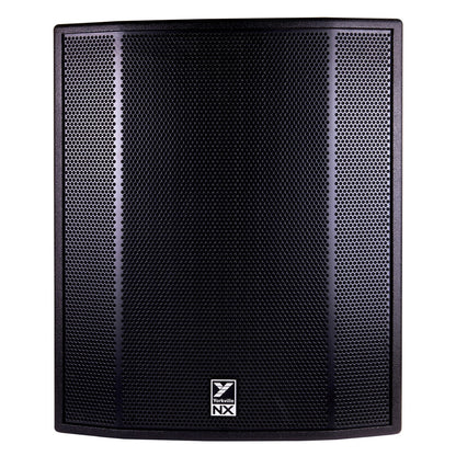 NX18SP 18-inch powered subwoofer front view with perforated steel grille and NX badge, Yorkville