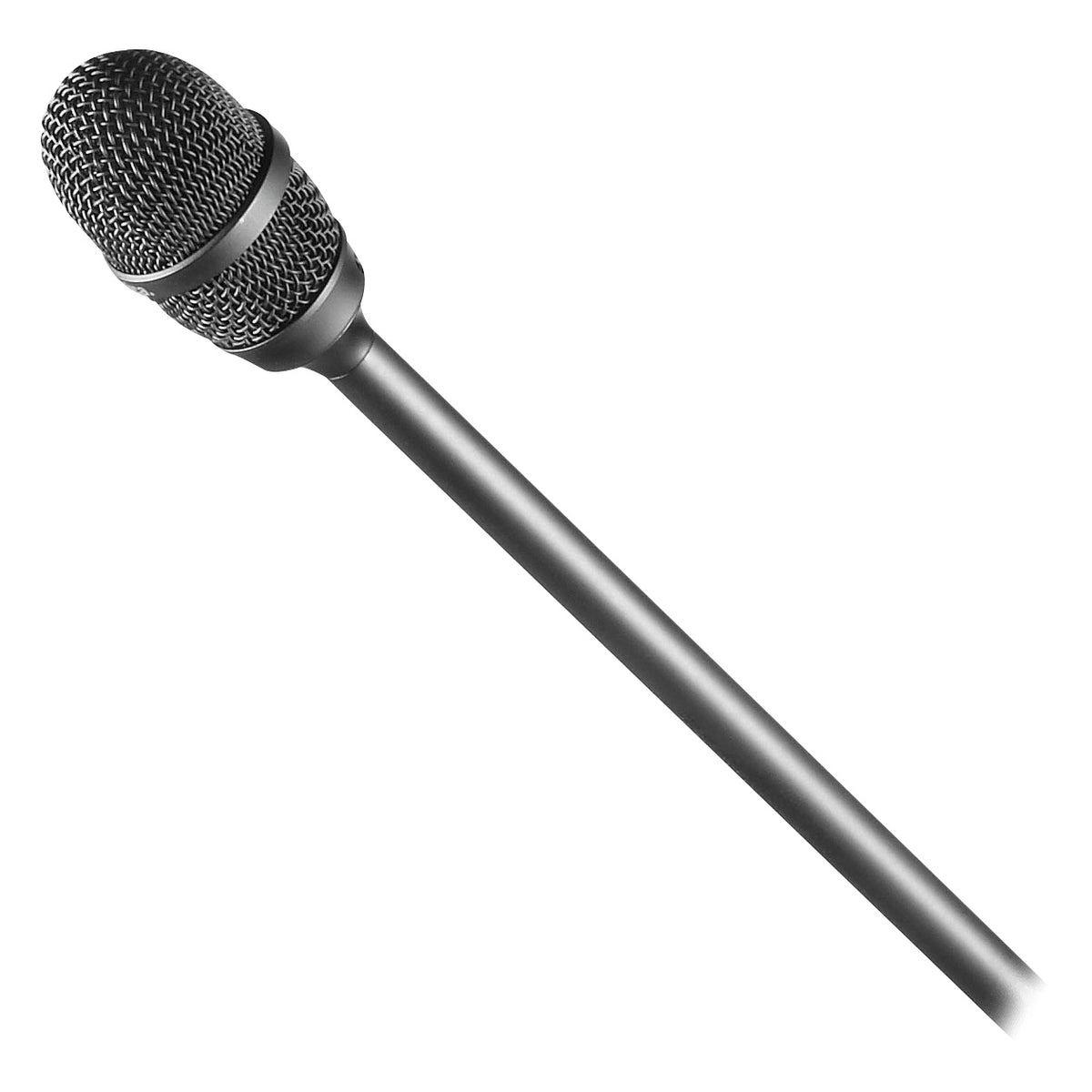ES905CLa capsule detail showing dual-layer steel mesh grille and slim gooseneck shaft, Audio-Technica