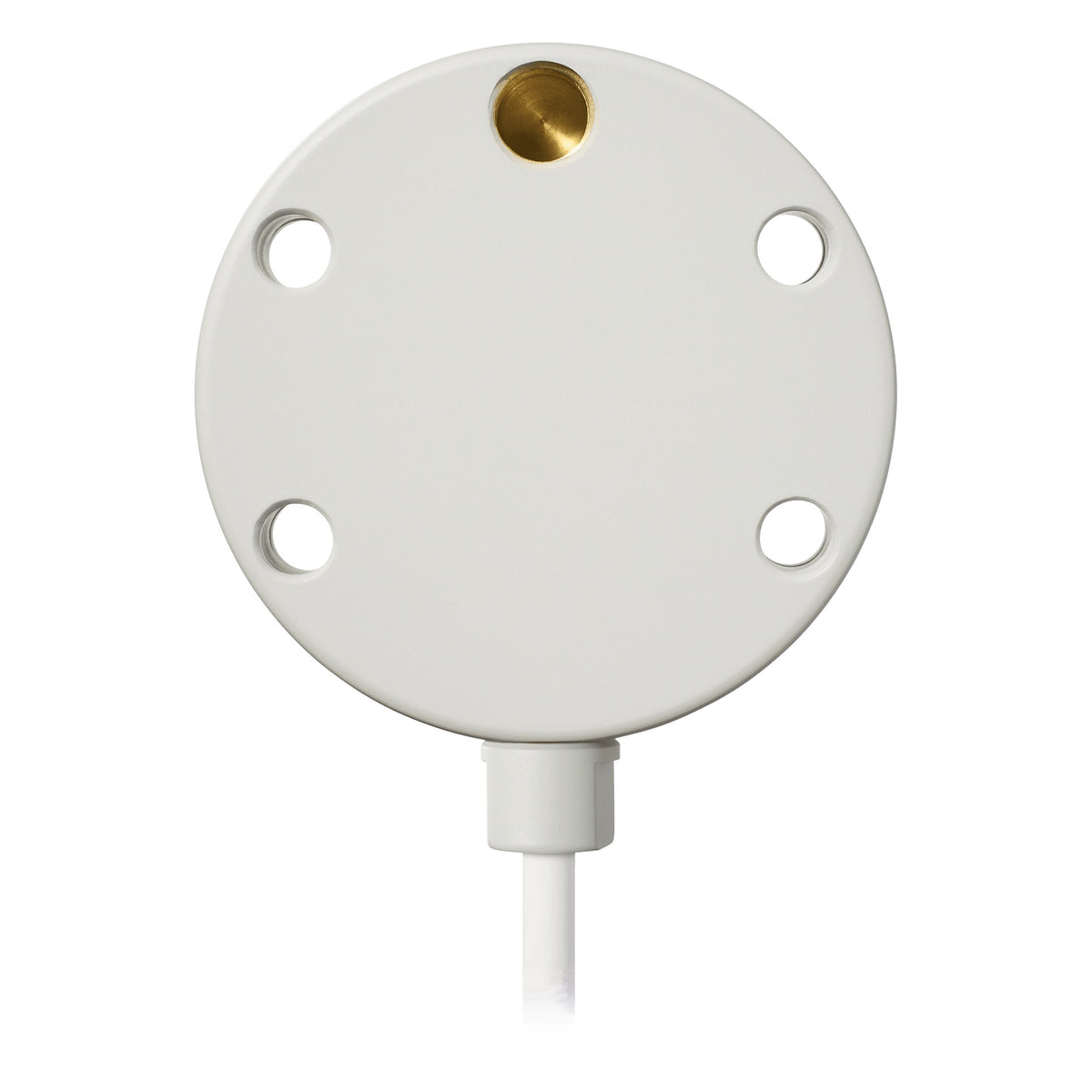 BP880R round white housing underside detail with brass pickup stud and cable strain relief, Audio-Technica